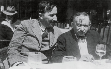 Stefan Zweig with Joseph Roth, Austrian-Jewish novelist, Ostende, Belgium, 1936